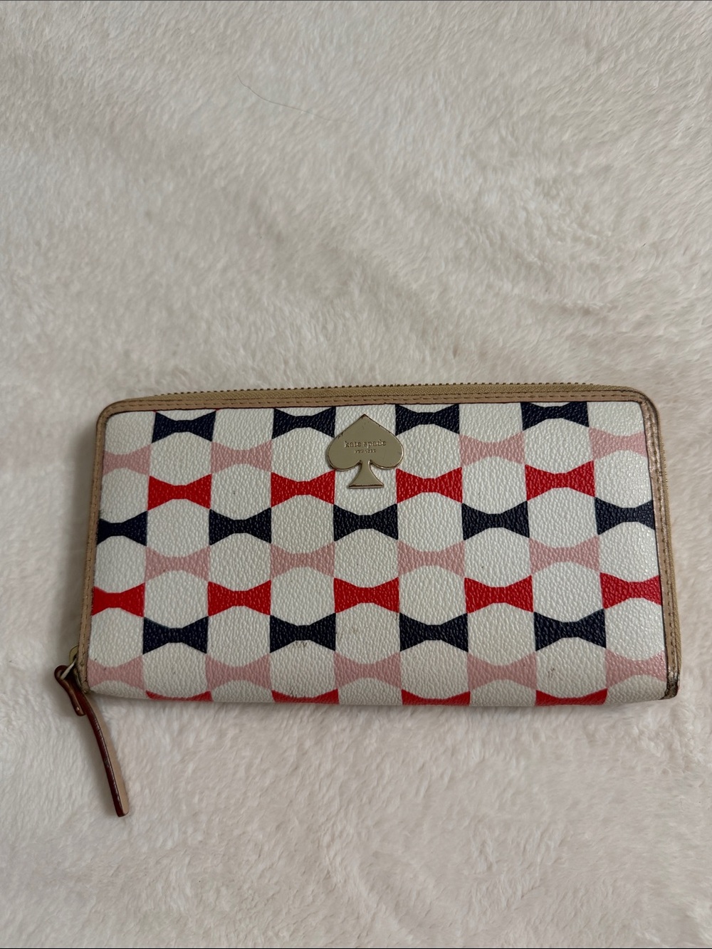 kate spade Pink, Red & Navy Geometric Zip Wallet